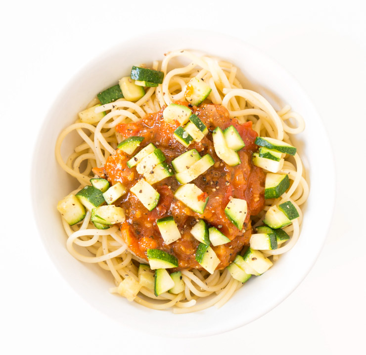 Zucchini-Tomatensugo mit Spaghetti - The Vegetarian Diaries