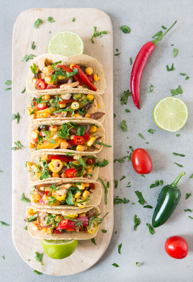 mexikanische Tacos mit Fajita Gemüse - The Vegetarian Diaries