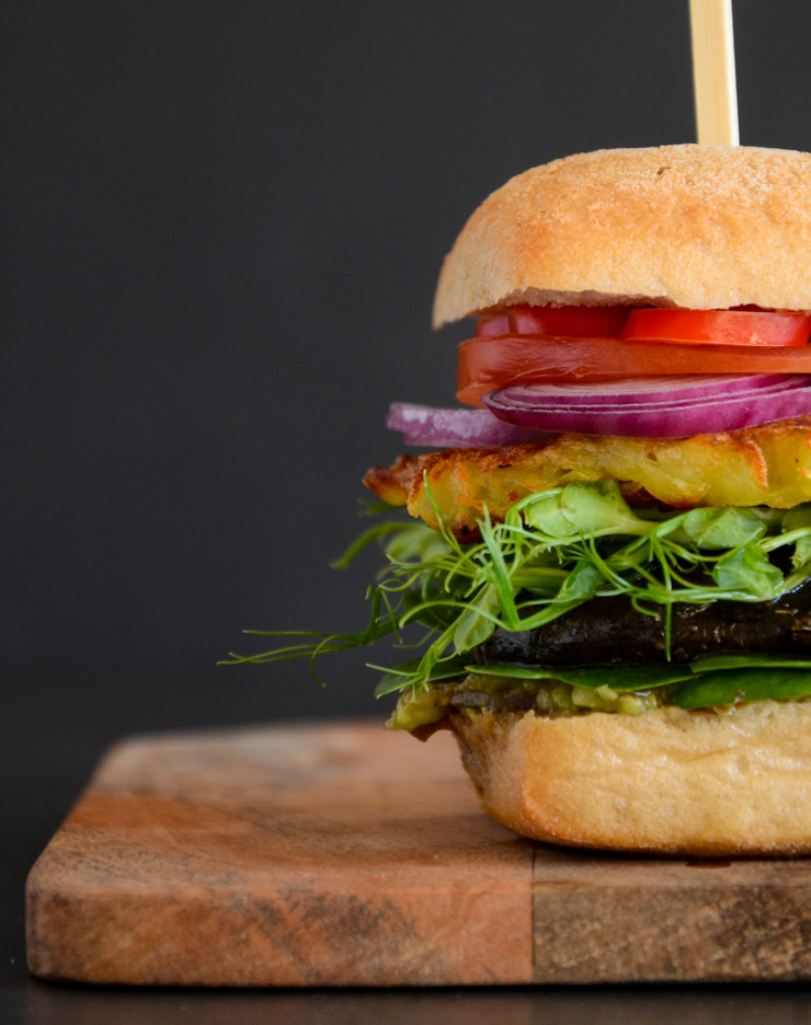 Portobello-Burger mit Kartoffelrösti - The Vegetarian Diaries